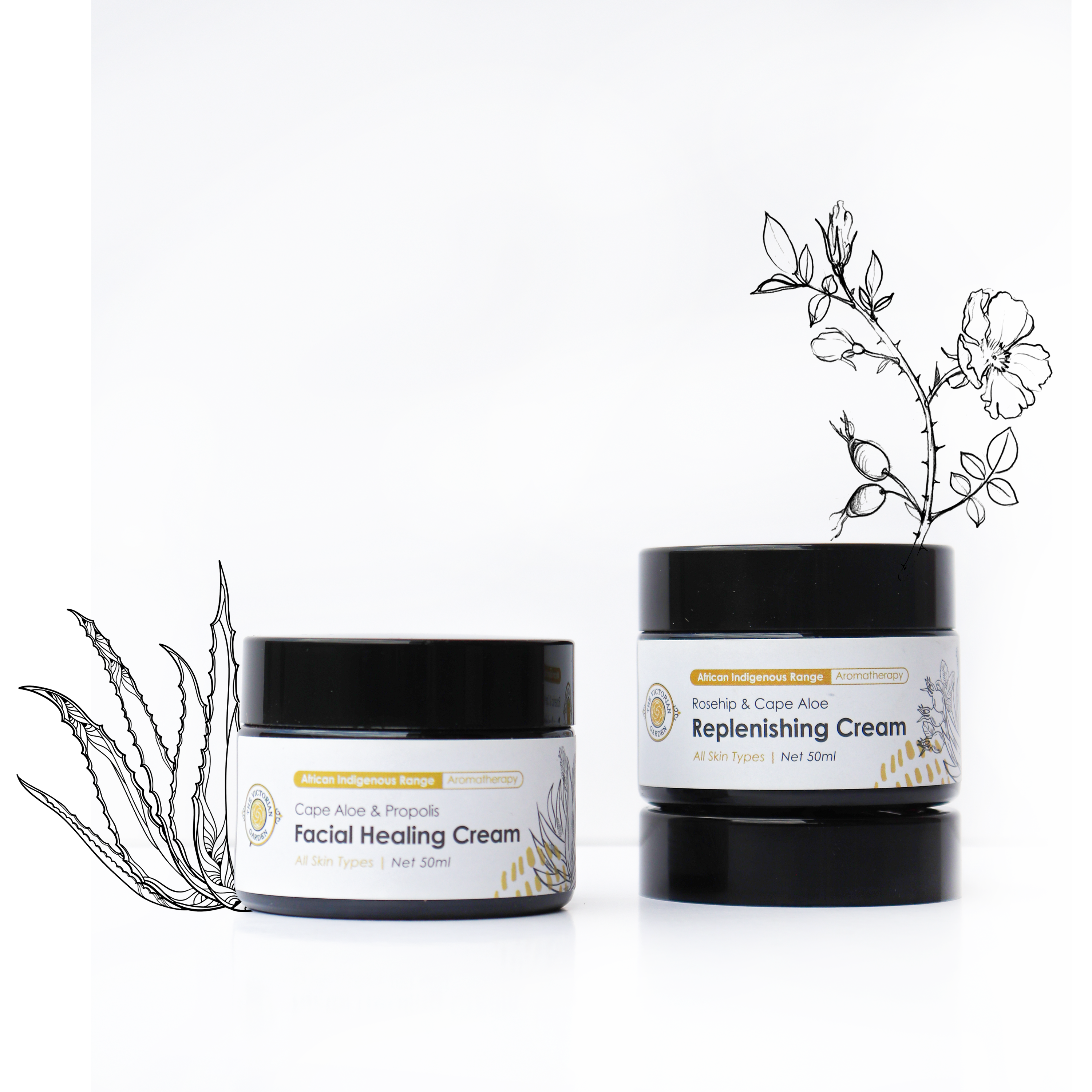 Aloe and Propolis Facial Healing Cream & Rosehip and Aloe Replenishing Cream
